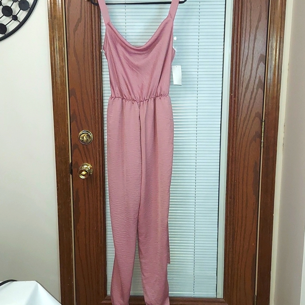Lightcodes Dusty Pink Sleeveless Cowl Neck Jumpsuit Sz S L